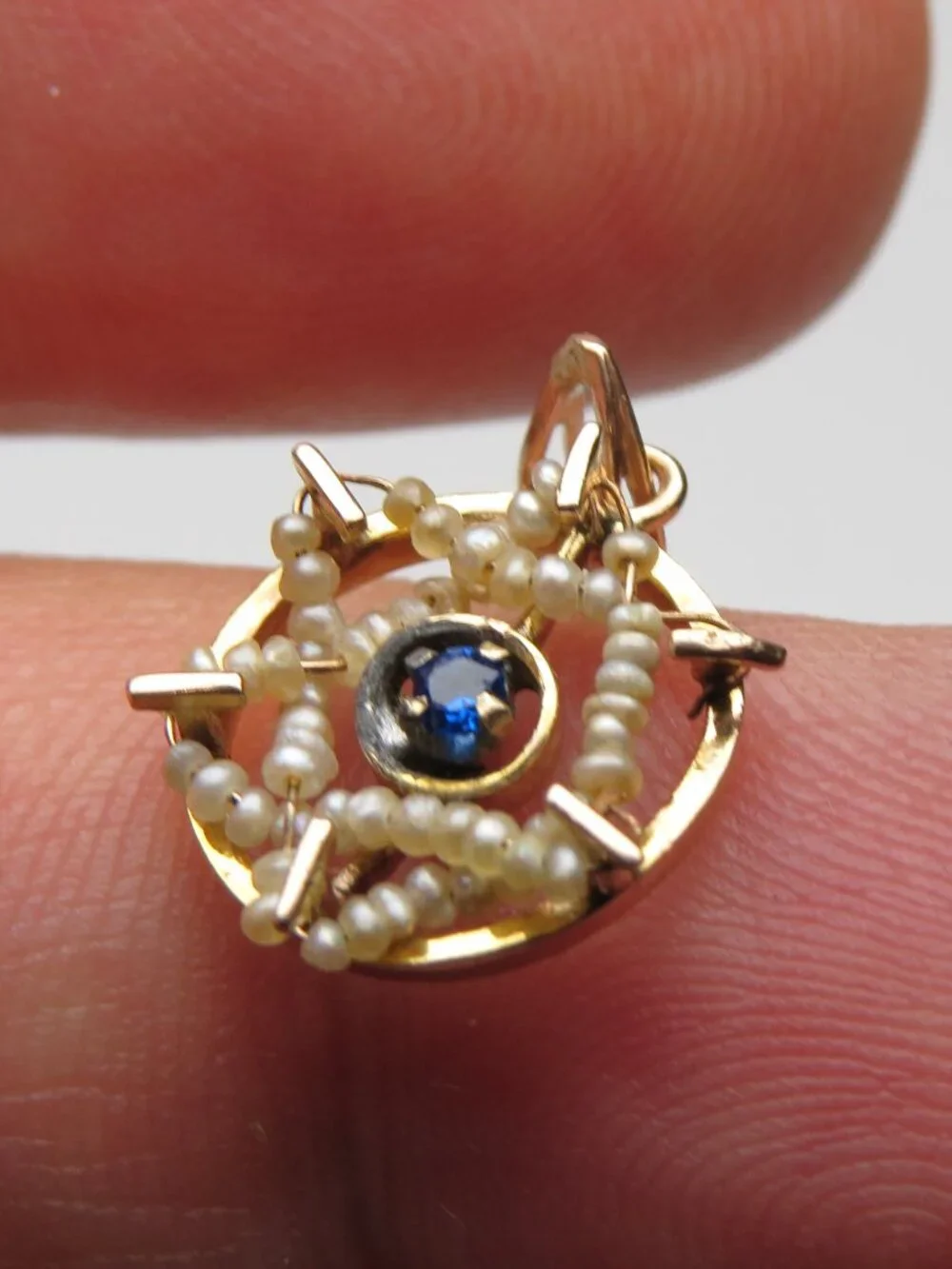 14k Saphire & Pearls Vintage Pendent